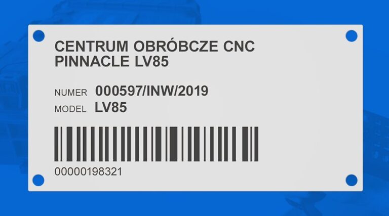 Tabliczka metalowa z kodem kreskowym